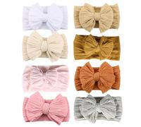 chiduerm 8 fasce per capelli per bambine, fatte a mano, in morbido nylon elastico, con fiocchi, accessori per capelli, per neonate e bambine