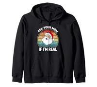 Chiedi a Tua Mamma se Sono Una Vera Camicia Vintage retrò Natale Babbo Natale Felpa con Cappuccio