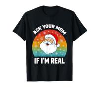 Chiedi a Tua Mamma se Sono Una Vera Camicia Vintage retrò Natale Babbo Natale Maglietta