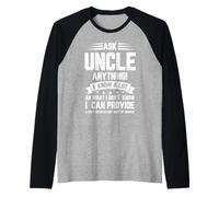 Chiedi allo Zio Anything I Know A Lot Made Up Risposta Festa del papà Maglia con Maniche Raglan