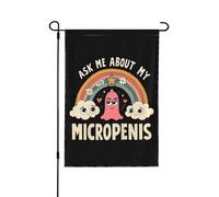 Chiedimi delle mie bandiere per micropene, Chiedimi della mia bandiera da giardino per micropene Bandiere da giardino personalizzate 12x18 Bandiera da giardino bifacciale per decorazioni natalizie all