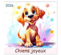 Chiens joyeux (calendario mural carré 2026 30 x 60 cm (ouvert)) Calendrier double avec une page pour vos prises de notes