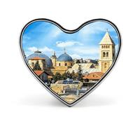 Chiesa della Città Vecchia di Gerusalemme_ Spille da bavero per uomo e donna, spilla a forma di cuore smaltata, in lega di alluminio, distintivo in metallo per cappelli, giacche, zaini, abiti. Spille