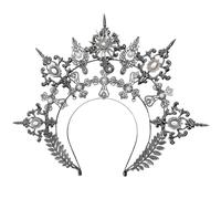 Chiesa della dea, corona di dea santa barocca a 3 livelli, fascia di testa della corona nera per donne accessori per capelli