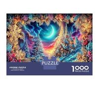 Chiesa della Notte Bianca 1000 Pezzi Gioco Di Riflessione Avanzato in Cartone Solido Per Esercitare Il Cervello Christmas Town Moon Come Attività Vacanziera E Puzzle Offerto in Regalo 52x38cmp