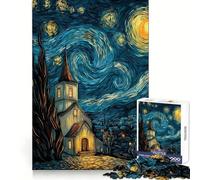 Chiesa della Notte Stellata, puzzle da 1000 pezzi per adolescenti, sfida per la mente, attività per la casa, design chiaro e affettuoso, regalo 38x26cm