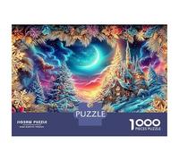 Chiesa notte neve 1000 Piece Sturdy Paper Board Castello inverno Jigsaw Puzzles for Teens Digital Detox Home Decor Recycled Cardboard Anti-glare 52x38cm/1000pcs