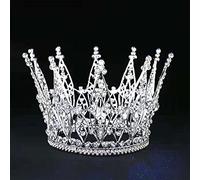 Chiesa nuziale barocco e accessori per capelli cristallini di cristalli di cristalli di corona corona rotonda Accessori per capelli da sposa della festa della corona (colore: bianco argento,
