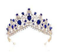 Chiesa nuziale barocco e accessori per capelli cristallini di cristalli di cristalli di corona corona di capelli da sposa Accessori per capelli da sposa (corona blu di zaffiro dorato)