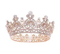 Chiesa nuziale barocco e accessori per capelli cristallini di cristalli di cristalli di corona corona rotonda Accessori per capelli da sposa della festa della corona (colore: bianco argento,