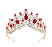 Chiesa nuziale barocco e accessori per capelli cristallini di cristalli di cristalli di corona corona rotonda Accessori per capelli da sposa della festa della corona (corona rossa dorata)