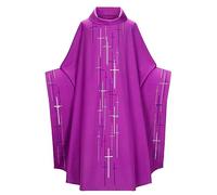 Chiesa Pastore Celebrante Casula Sacerdote Vintage Robe Gown Mantello Casscock Clero Pulpito Altare Server Vestment Uomini Donne, Porpora, taglia unica