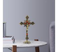 Chiesa Reliquie Figurine Crocifisso Gesù Cristo Su Il Basamento Croce Parete