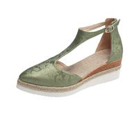 Chiese Style Printing Hollow Slope con suola spessa, sandali grandi da donna Hollow Fashion sandali da sposa scarpe da donna strass, verde, 41 EU