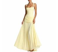 Chiffon Bridesmaid Dress A-Line Cross-Back Strap with Pockets | Regolable cross-back design and hidden side pockets for practical elegance