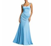Chiffon Bridesmaid Dress A-Line Cross-Back Strap with Pockets | Regolable cross-back design and hidden side pockets for practical elegance