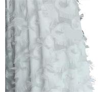 Chiffon Mesh Fabric Three-dimensional Cut Feathers Fringed Lace Design Clothing Diy Sewing Fashion Striped Embroidered(White)