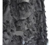 Chiffon Mesh Fabric Three-dimensional Cut Feathers Fringed Lace Design Clothing Diy Sewing Fashion Striped Embroidered(Black)