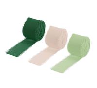 Chiffon Nastro 1.5" x 10Iarde,Verde/Crema Bianco/Scuro Verde Seta Nastro