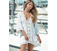 Chiffon Pizzo E Nappe Tunica Spiaggia Mini Abito Donna Bikini Indossare Cover Up
