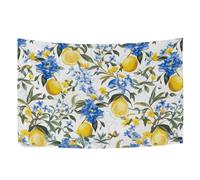CHIFIGNO Arazzo in stile siciliano con limoni e fiori blu, per camera da letto, 152,4 x 101,2 cm, da appendere alla parete, per università, dormitorio, ufficio, decorazione per la casa, per uomini e