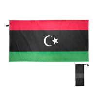CHIFIGNO Asciugamano da spiaggia oversize con bandiera nazionale della Libia, ad asciugatura rapida, asciugamano da bagno o doccia, 180,3 x 78,7 cm, leggero e ripiegabile, coperta da spiaggia per