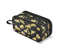 CHIFIGNO Astuccio di grande capacità, grazioso astuccio nero con escavatore giallo, astuccio con cerniera, astuccio per trucchi per il rientro a scuola