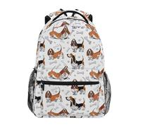 CHIFIGNO Basset Hound - Zaino da scuola per ragazzi e ragazze, zaino da viaggio per computer portatile, borsa per la scuola, Cani Basset Hound, Small, Zaini Daypack