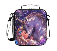 CHIFIGNO Borsa termica per il pranzo con unicorni e principesse, unisex, portatile, riutilizzabile, per ufficio, picnic, scuola, viaggi