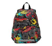CHIFIGNO Cool Red Monster Trucks - Zaino per bambini per il rientro a scuola, scuola elementare, mini zainetto per ragazzi e ragazze dai 3 ai 7 anni