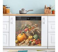 CHIFIGNO Copertura Magnetica Decorativa per Lavastoviglie, Adesivo Carino per Pannello Frigorifero, Arancione, PVC e PET Film, 58.4 x 66 cm, 1 Pezzo