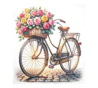 CHIFIGNO Copertura magnetica decorativa per lavastoviglie, motivo: bicicletta vintage con fiori, decorazione per frigorifero, per rondelle in metallo, elettrodomestici, 58,4 x 66 cm