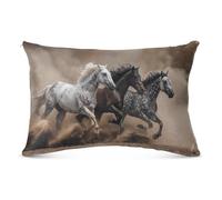 CHIFIGNO Federa morbida per cuscino con tre cavalli, con cerniera, per divano, letto, 50 x 76 cm