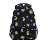 CHIFIGNO Golden Sun and Moon - Zaino scolastico per bambini per ragazze e ragazzi, grande capacità, borsa per libri e studenti, Sole d'oro e luna, Small, Zaini Daypack