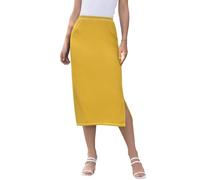 CHIFIGNO Gonne da donna alla moda midi lunghezza media gonne primavera estate gonne per cocktail party lavoro, Goldenrod, XL