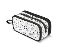CHIFIGNO Grazioso astuccio bianco con note musicali grandi, per matite, matite, trucchi, con cerniera, per adolescenti, ragazzi, ragazze, studenti, adulti
