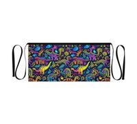 CHIFIGNO Grembiule corto con 3 tasche, per cameriere, cameriere, grazioso grembiule per insegnanti, baristi, baristi, Dinosauri Neon Colorati Line Art, taglia unica