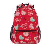 CHIFIGNO I biscotti variopinti del cuore rosso scherza lo zaino per la scuola, grande capacità scuola elementare Bookbag, Cuori Colorati Biscotti Rosso, Small, Zaini Daypack