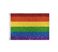 CHIFIGNO LGBT Bandiera arcobaleno glitterata per giardino e cortile Bandiera decorativa da giardino 9 x 5 m per decorazioni per la casa all'aperto