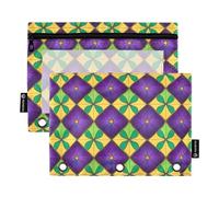 CHIFIGNO Mardi Gras Carnevale Astuccio a 3 anelli Astuccio per matite Confezione da 2 astucci per raccoglitori con finestra trasparente per forniture per ufficio