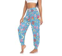 CHIFIGNO Pantaloni da yoga da donna, pantaloni da jogging, leggeri, per il tempo libero, Carino cartone animato gelato ciambelle-1, M