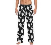 CHIFIGNO Pantaloni del pigiama da uomo leggeri pantaloni morbidi con tasche, simpatici spettatori dei cartoni animati neri, Carino Cartoon Specters Nero, XX-Large