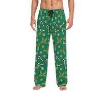 CHIFIGNO Pantaloni del pigiama verde di Natale da uomo leggeri pantaloni del pigiama con tasche pantaloni del pigiama, Verde natalizio., X-Large