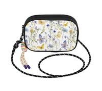 CHIFIGNO Piccola borsa a tracolla da donna, borsa a tracolla retrò con farfalla bianca da donna con cinturino in corda regolabile, borsa a tracolla casual