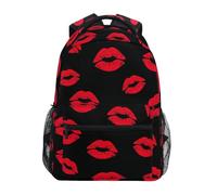 CHIFIGNO Red Lips - Zaino per bambini con labbra nere, grande capacità, per scuola, viaggi, laptop, Labbra Rosse Nere, Medium, Zaini Daypack