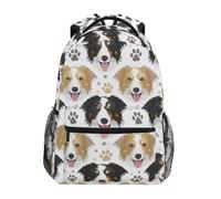 CHIFIGNO Simpatico zaino per bambini con cane Border Collie per scuola, zaino da viaggio per computer portatile, borsa per libri scolastici, Cane Border Collie carino, Medium, Zaini Daypack