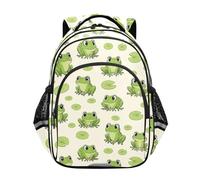 CHIFIGNO Simpatico zaino per bambini con rane verdi con strisce riflettenti borsa per libri per ragazze ragazzi bambini zaino da trekking