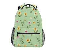 CHIFIGNO Wildflowers - Zaino scolastico per bambini, per ragazze, ragazzi, studenti, computer portatile, borsa per libri, Fiori di campo Verde, Medium, Zaini Daypack