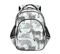 CHIFIGNO Zainetto per la scuola con motivo leopardato e zebre bianche e nere per ragazze e ragazzi con strisce riflettenti, Leopardi Zebre Bianche Nere, Small, Zaini Daypack