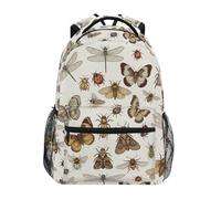 CHIFIGNO Zaino beige con farfalle e falene e insetti, per ragazze e ragazzi, da viaggio, per scuola elementare, Insetto Falena Farfalla Beige, M